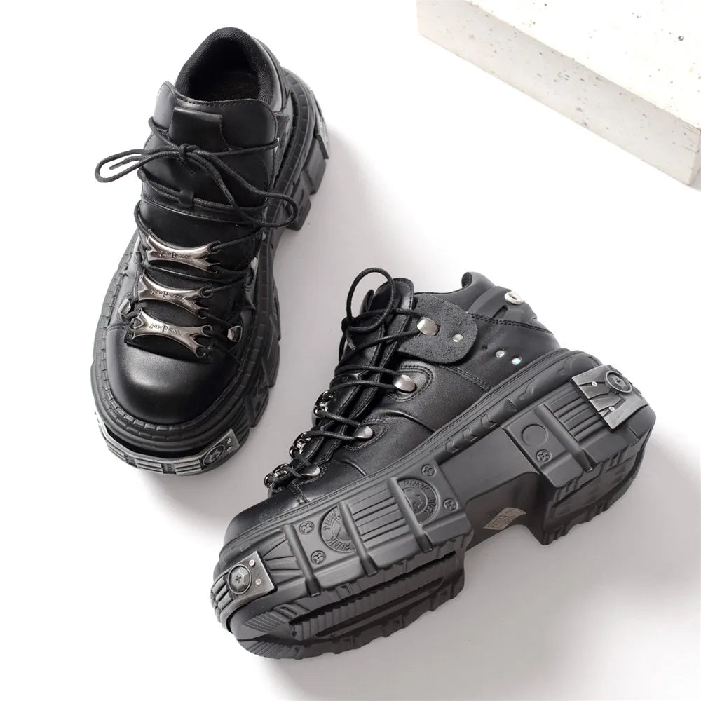 Valenzora | Women's Ankle Boots for Women, Thick Sole, Laces, Metal Decoration, Round Toe Platform Shoes, Ladeis Punk Gothic Sneakers