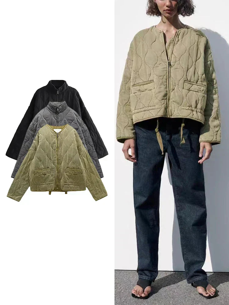 Valenzora | Padded solid-color zip-up jacket