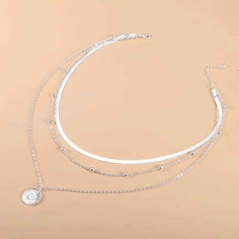 Valenzora | 925er Sterlingsilber Dreifache Rundhalskette
