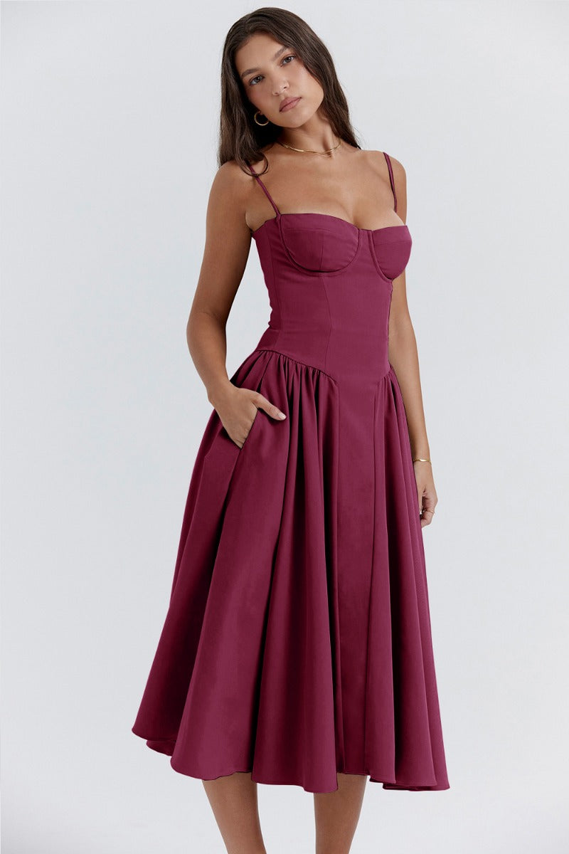 Valenzora | Sleeveless midi dress with a corset fit