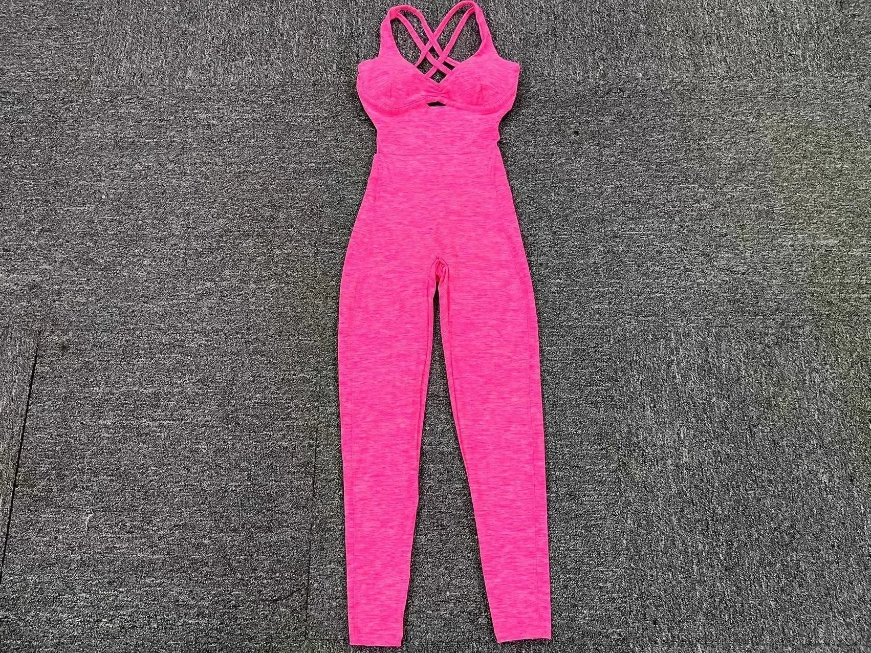 Valenzora | Sporty Jumpsuit Women's Sportswear Push-Up Gym Set Women's Fitness Overall Lycra Sports Outfit for Women Sportswear Yoga Clothing Pink