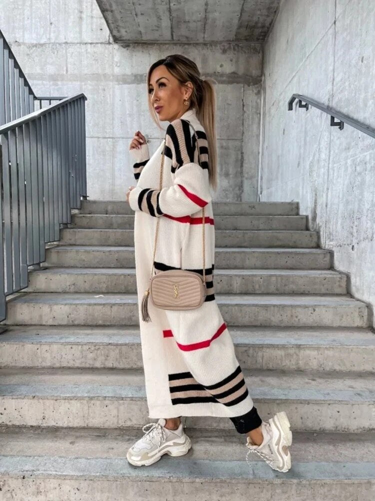 Valenzora - Long striped cardigan