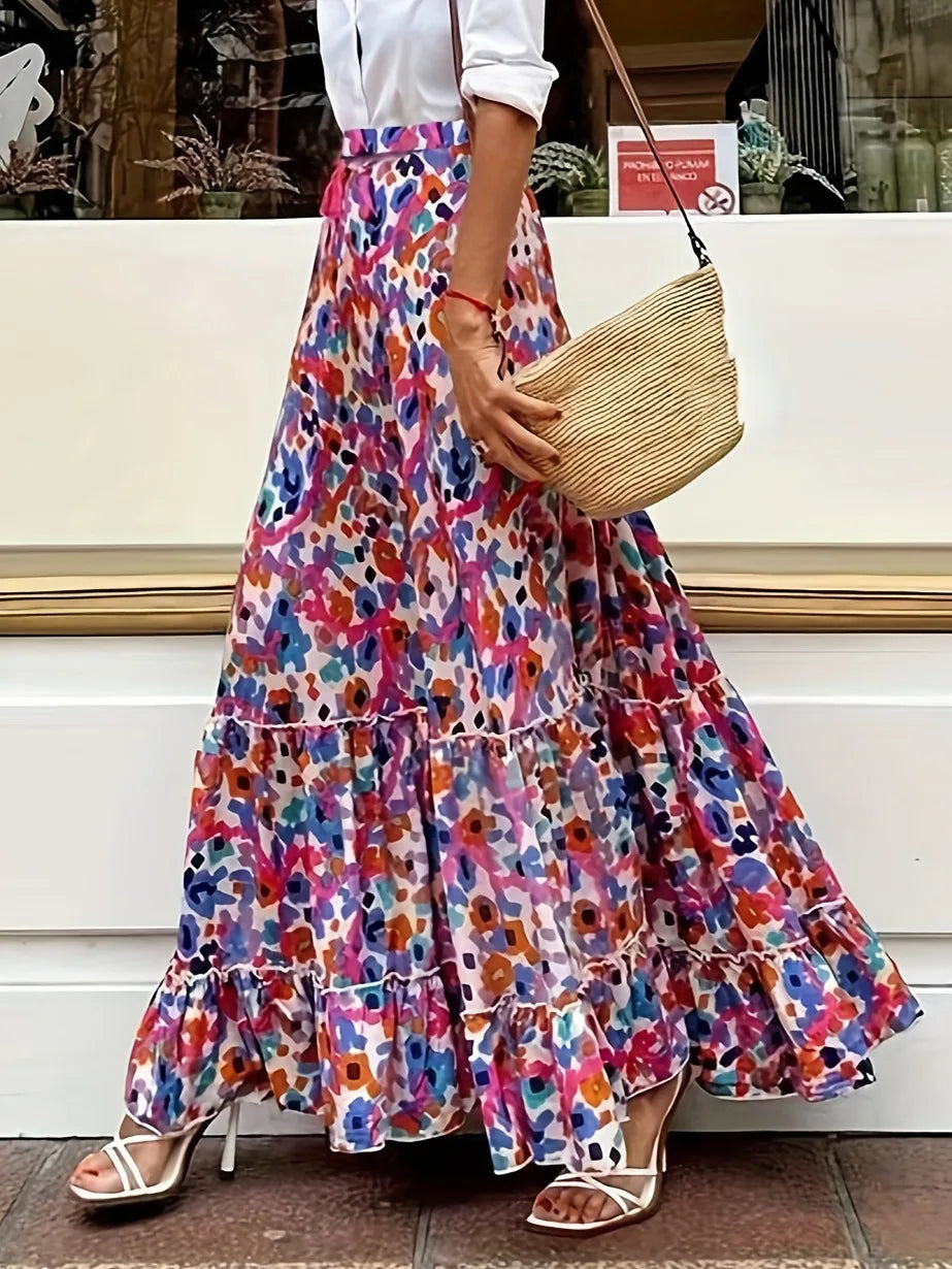 Printed A-line beach skirt