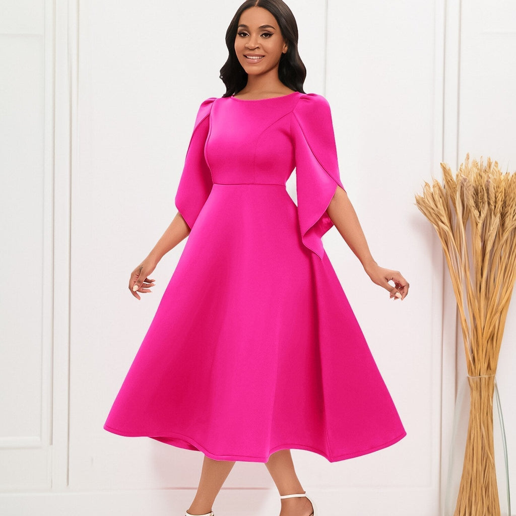 Valenzora - Elegant Pink Linen Dress