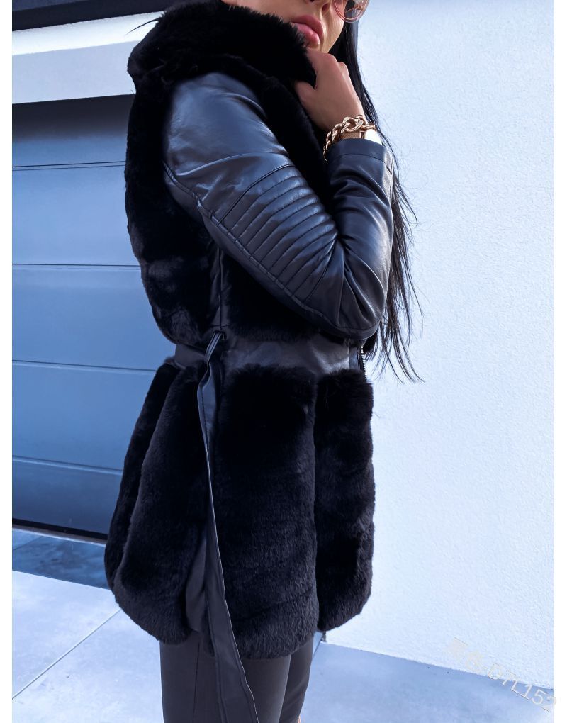 Valenzora Faux Fur Leather Coat