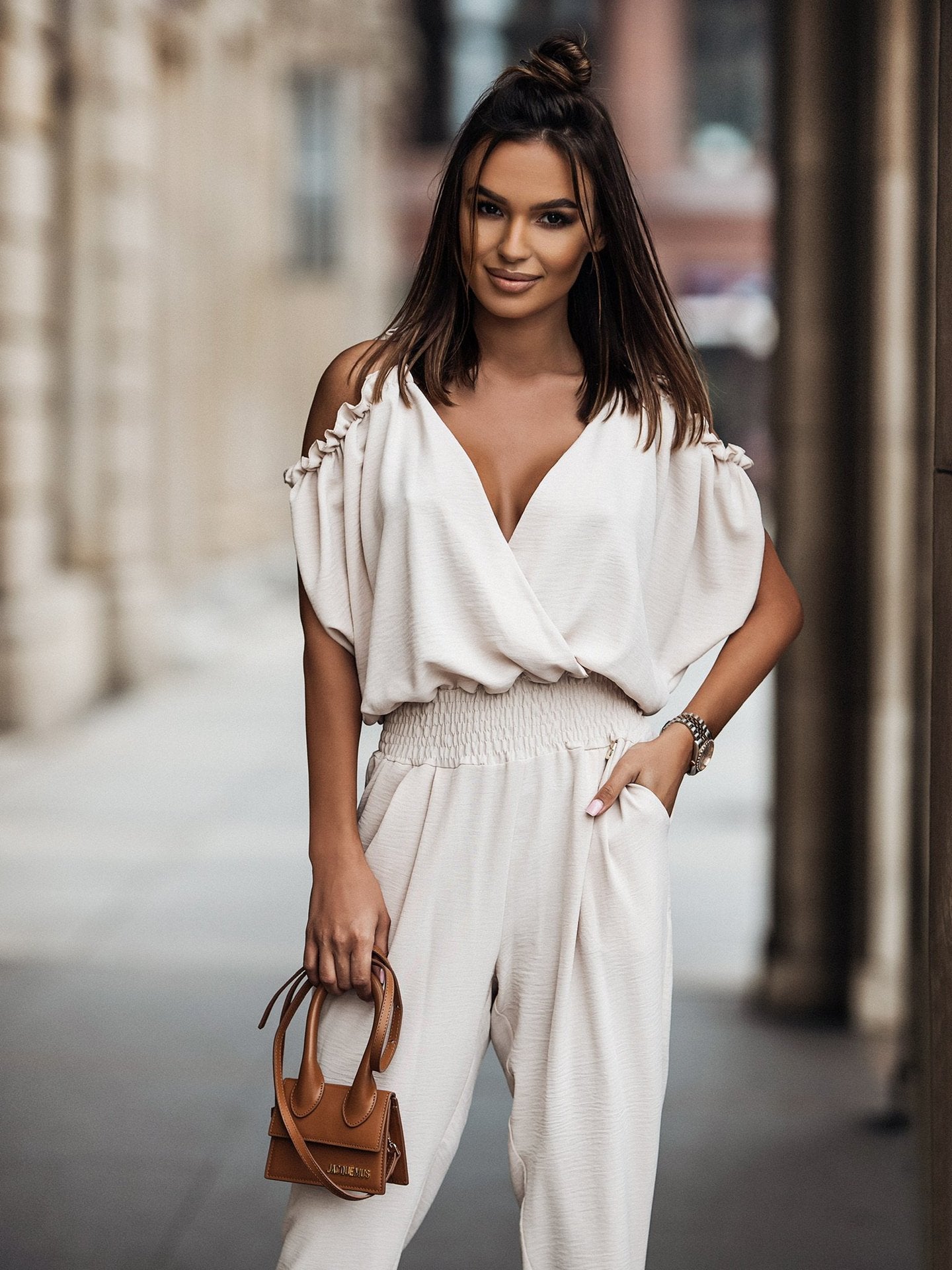 Valenzora | White Off-Shoulder Jumpsuit