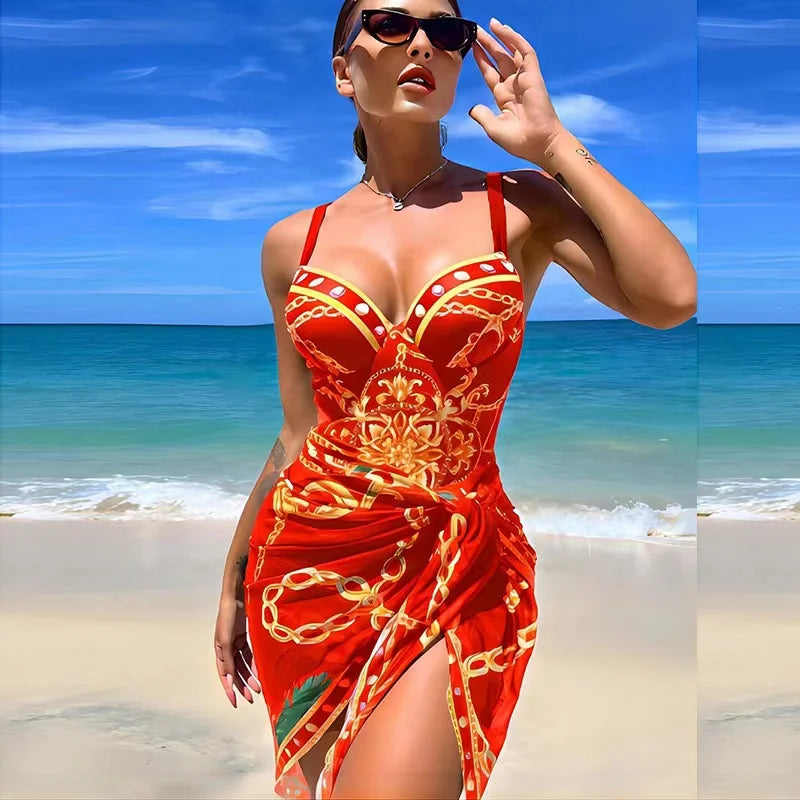 Valenzora | Luxury New Two Piece Women's Bikini Set Push Up Floral Print Bikini Strappy Bandage Swimwear Brazilian Biquini Swimsuit
