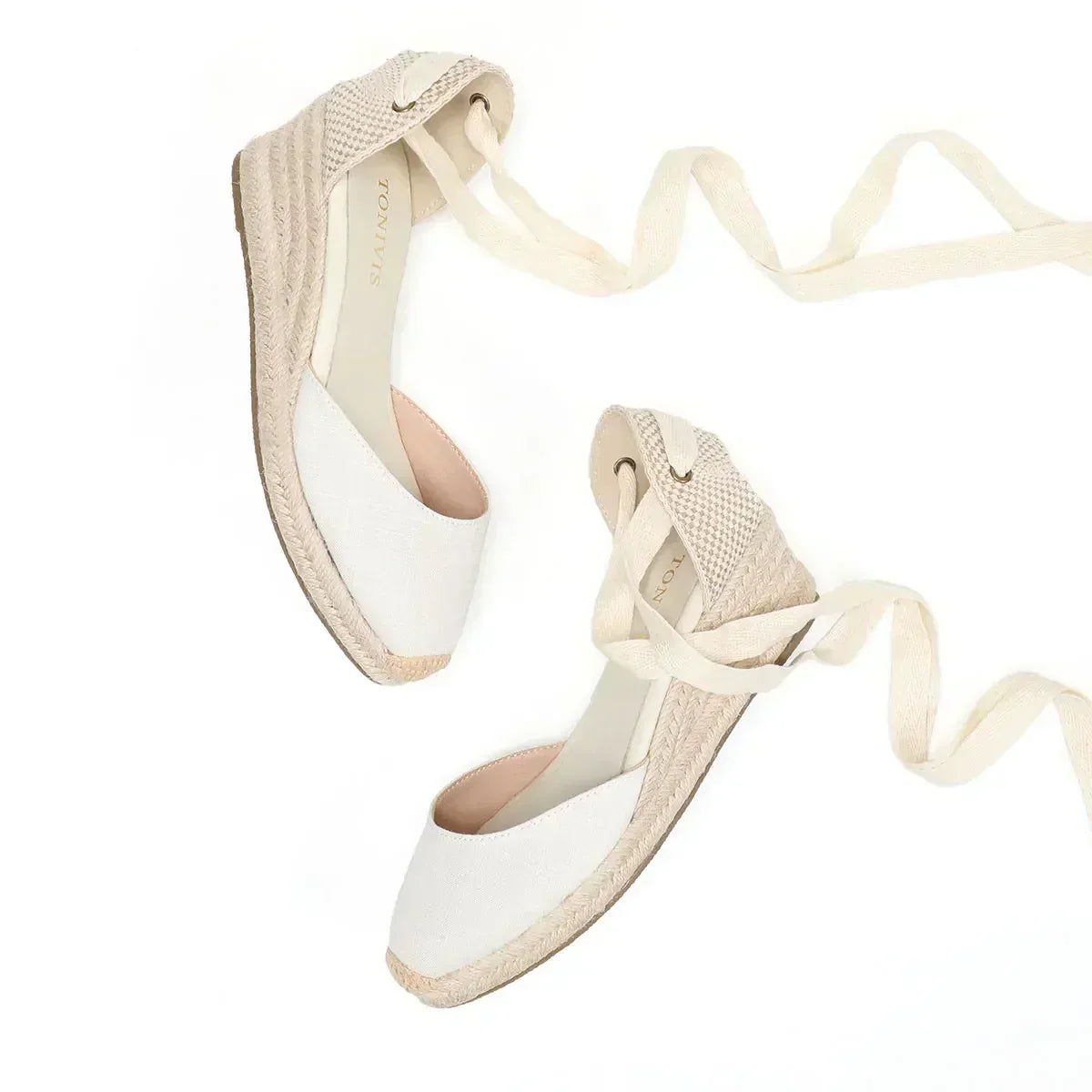 Valenzora | Weiße Keil-Espadrilles Bequeme Schnürsandalen für den Sommer