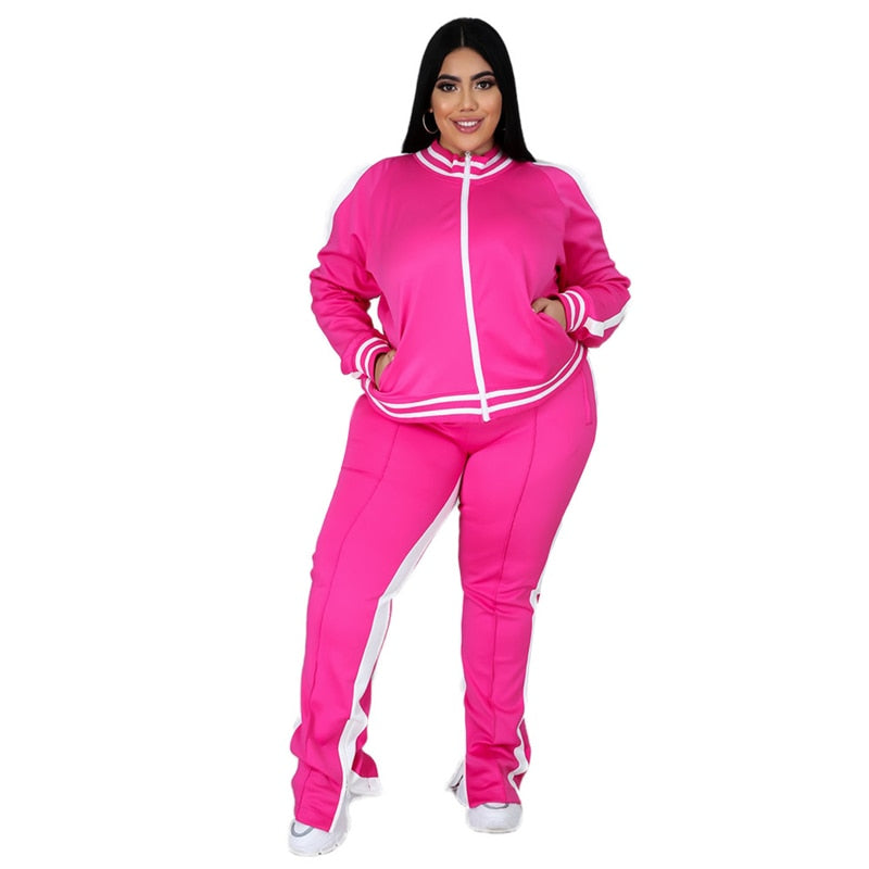 Valenzora Cozy Complete Outfit: Plus-Size Sweatshirt and Jogging Pants Set