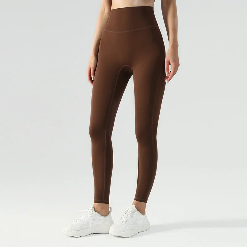 Valenzora | Emily Sportswear Naked High-Waisted Tight Yoga Pants Double-Sided Brushed Peach Butt-Lifting Running Sports Fitness Leggings