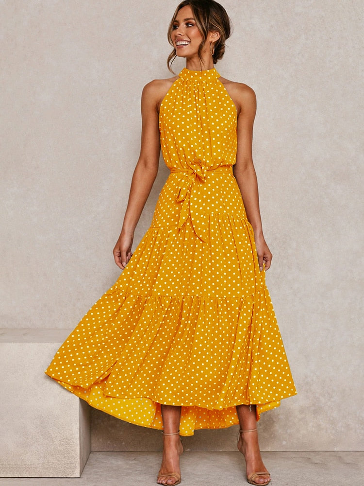 Valenzora | Polka dot halter dress