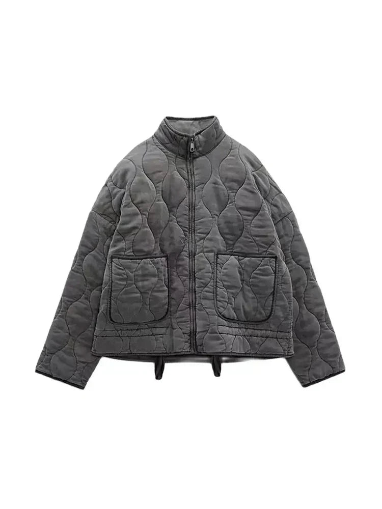 Valenzora | Padded solid-color zip-up jacket