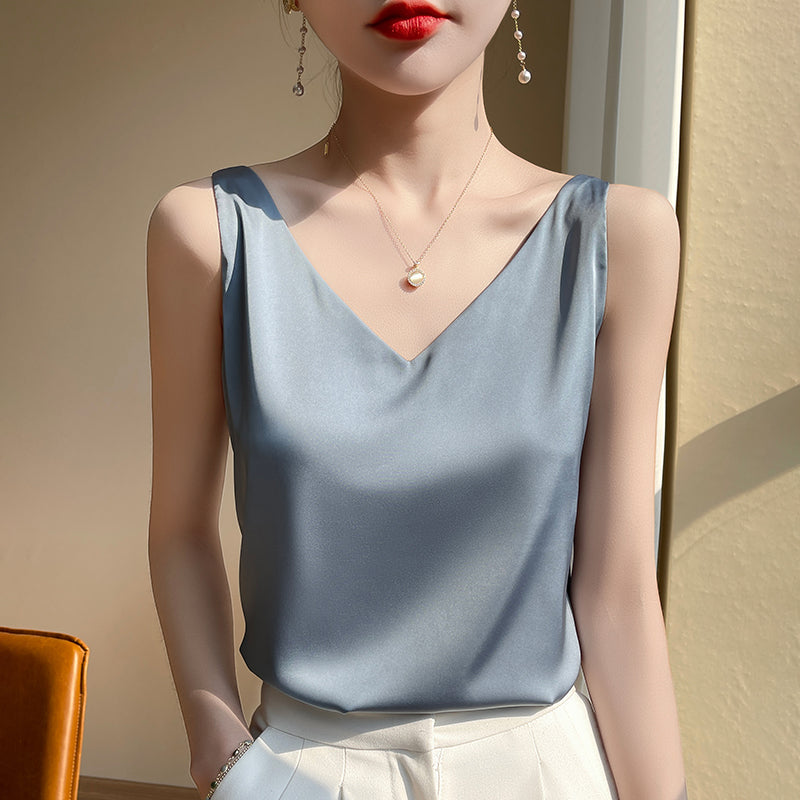 Valenzora | Sleeveless Satin Silk Top