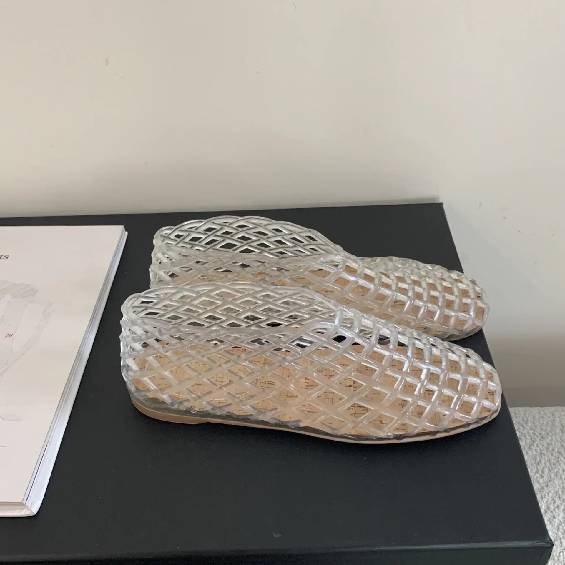 Valenzora | Summer Jelly Shoes Women's Fashion Transparent Mesh Hollow Out Beach Shoes Ladies Flat Sandals Coloured Round Toe Jelly Sandals