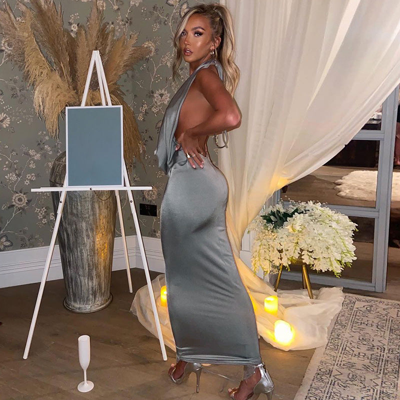 Valenzora – Sexy langes Kleid mit V-Ausschnitt und Neckholder für Damen