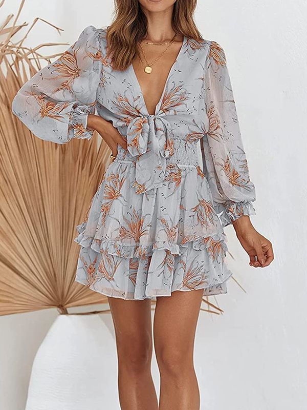 Valenzora – Einfaches Chiffonkleid mit Print
