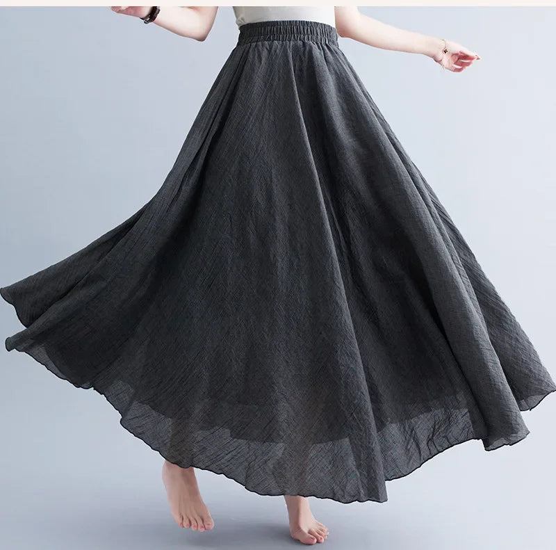 Valenzora | Fashion Cotton Linen Clothing Women's Skirts Maxi Y2K Elegant Beach Saia Ropa Mujer Casual Dress Boho Long Skirts Faldas Harajuku