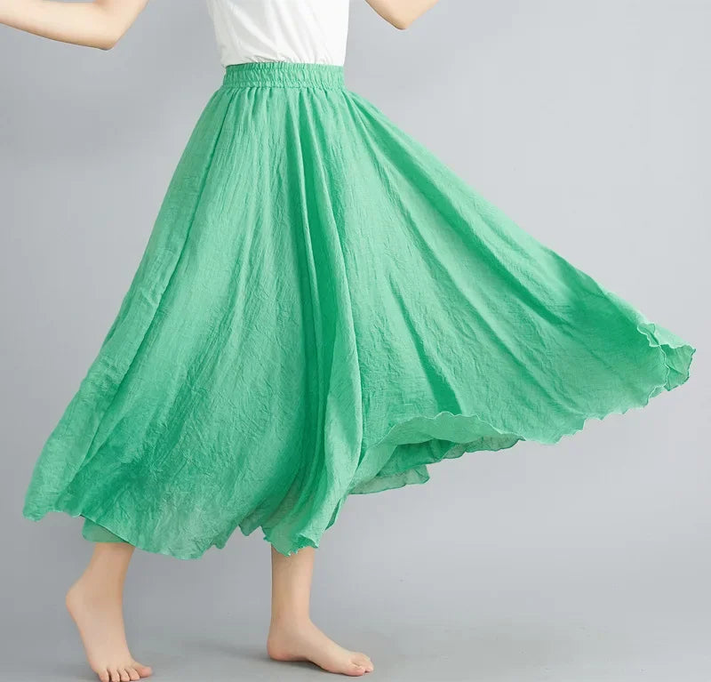 Valenzora | Fashion Cotton Linen Clothing Women's Skirts Maxi Y2K Elegant Beach Saia Ropa Mujer Casual Dress Boho Long Skirts Faldas Harajuku