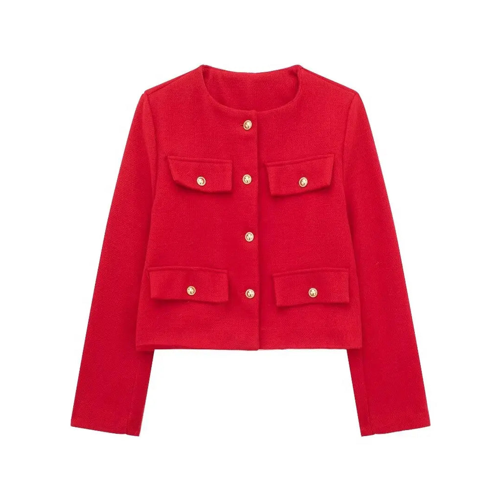 Valenzora - Trendy Buttoned Short Blazer