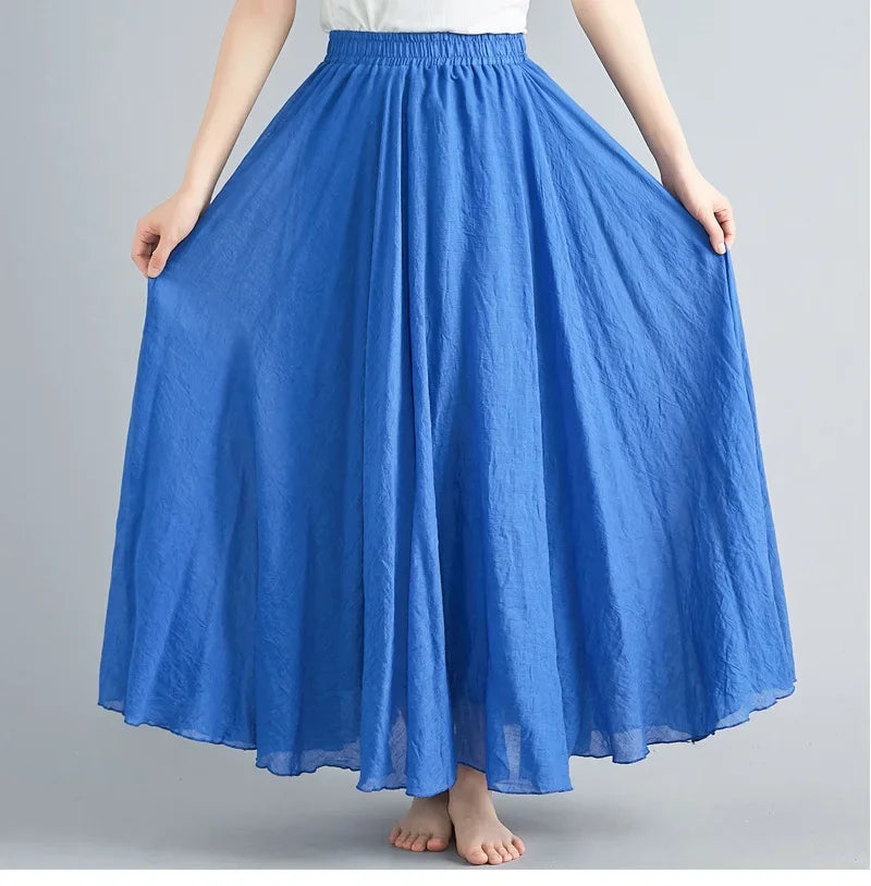 Valenzora | Fashion Cotton Linen Clothing Women's Skirts Maxi Y2K Elegant Beach Saia Ropa Mujer Casual Dress Boho Long Skirts Faldas Harajuku
