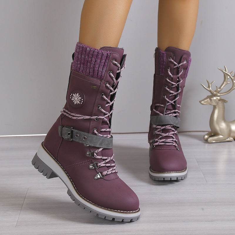 Valenzora | Moderne gestrickte Schneestiefel mit mittelhoher Sohle