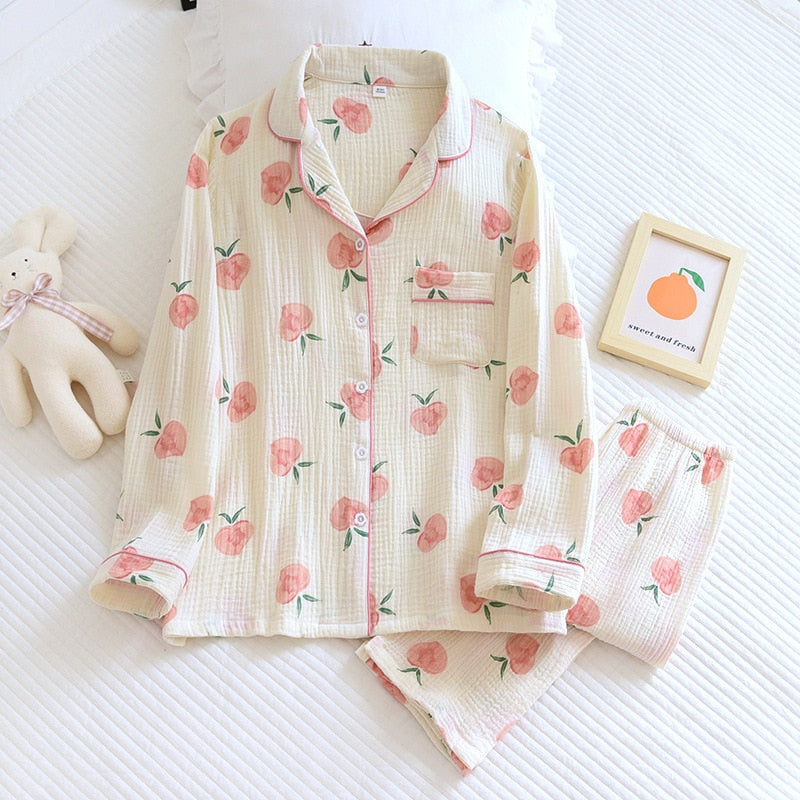 Valenzora | Schlafanzug-Set aus Baumwolle für Damen Peach