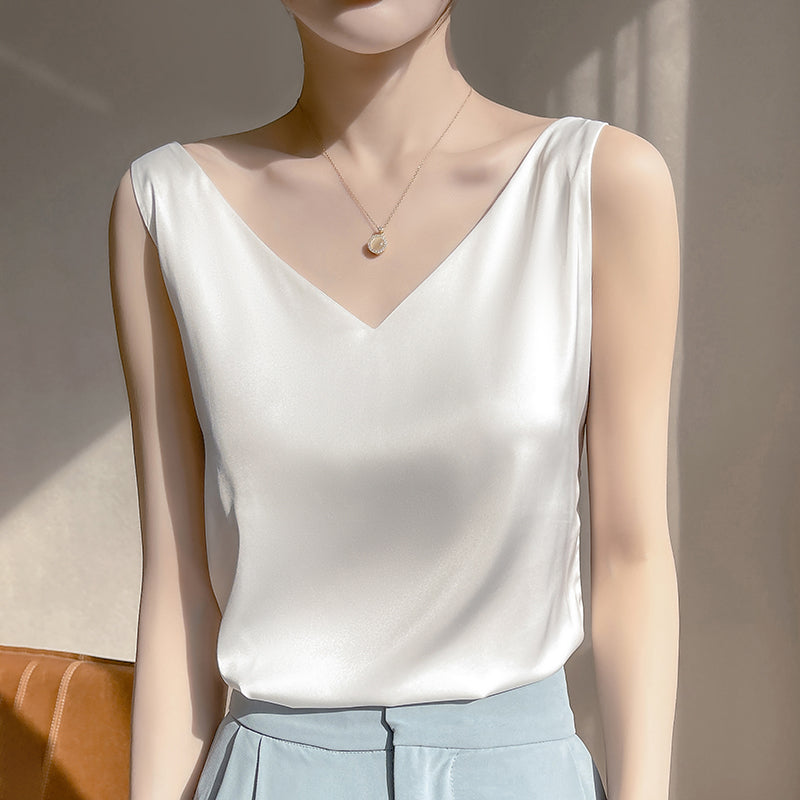 Valenzora | Sleeveless Satin Silk Top