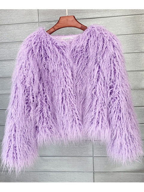 Valenzora coat for women, thick, warm faux fur coat