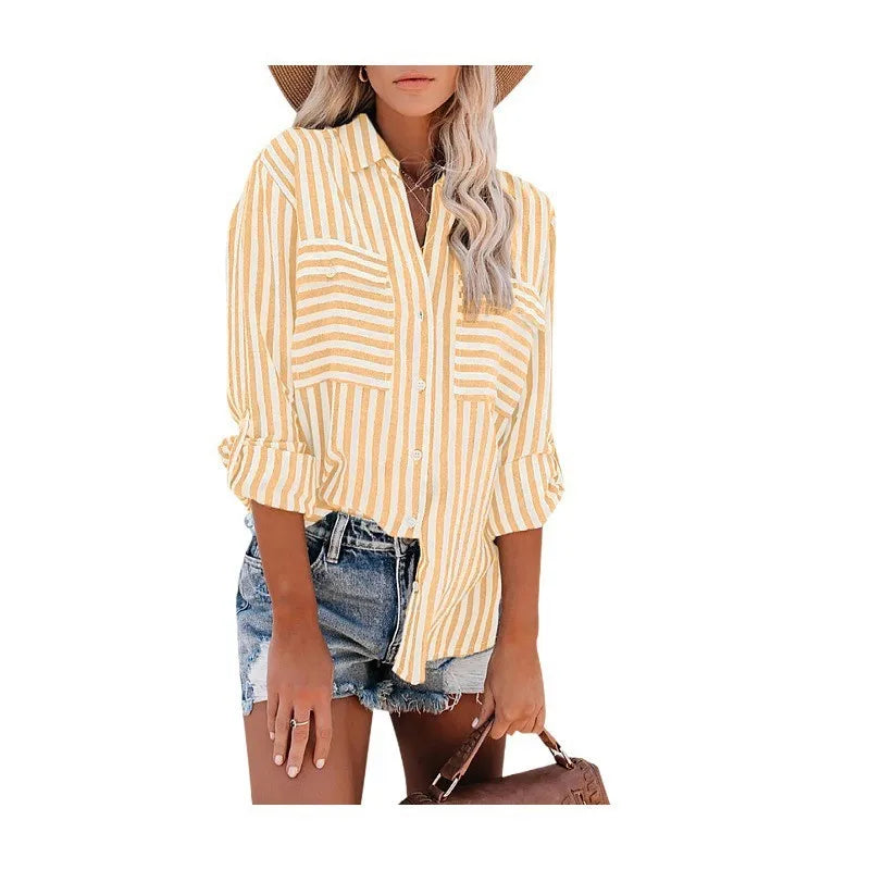 Valenzora | Klassisches gestreiftes Button-Down-Hemd für Damen