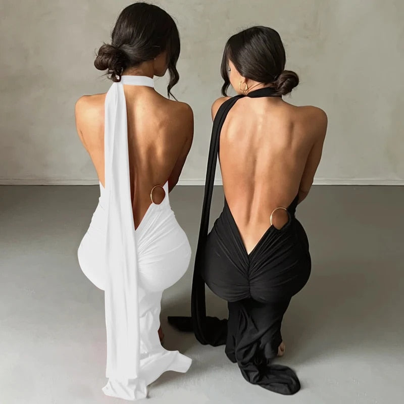 Valenzora | Elegant bodycon dress with a one-shoulder high back