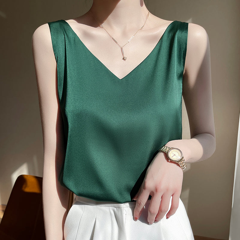 Valenzora | Sleeveless Satin Silk Top