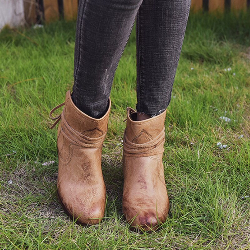 Damen Vintage Schnürstiefel