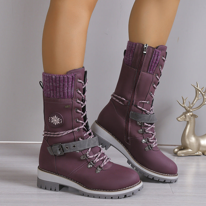 Valenzora | Moderne gestrickte Schneestiefel mit mittelhoher Sohle