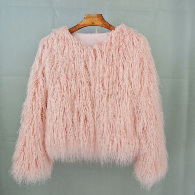 Valenzora coat for women, thick, warm faux fur coat