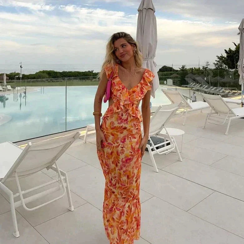 Valenzora | Printed dress with ruffles