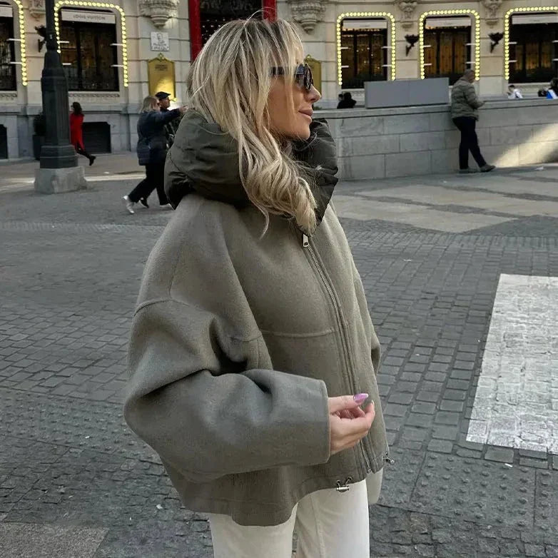 loose women's hooded jacket