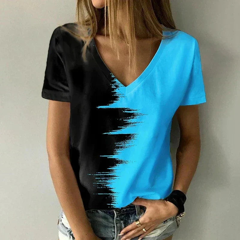 Valenzora | V-Ausschnitt T-Shirt mit kurzen Ärmeln