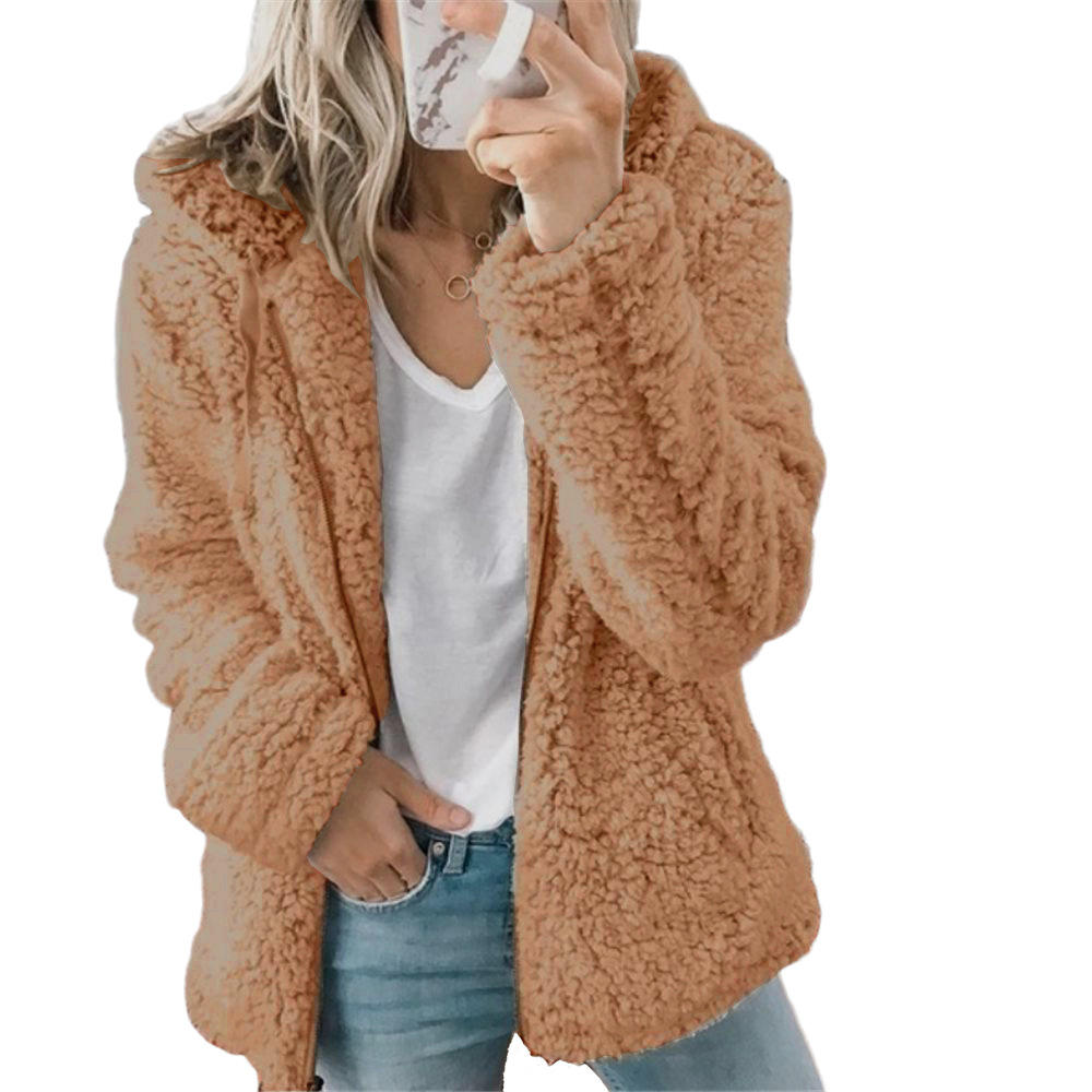 Valenzora Women's Fashion | Elegant Bear Teddy Fur Coat: Soft fleece coat with pockets and zipper