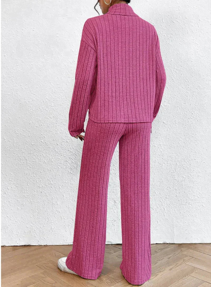 Darlene™ - Knit trousers and roll-neck sweater for women
