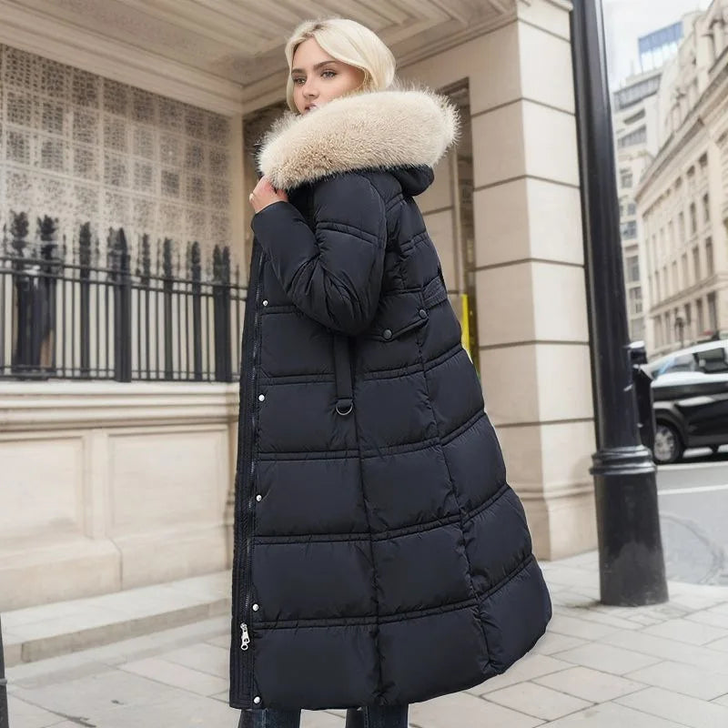 Valenzora - Winter jacket with fur collar and belt