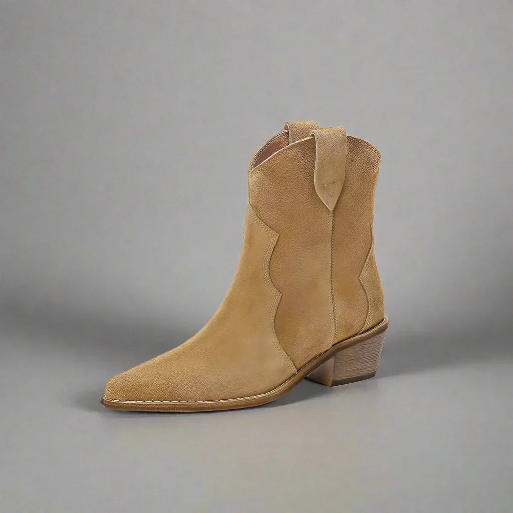 Valenzora | Cowhide Leather Women's Suede Women's Boots with Heel