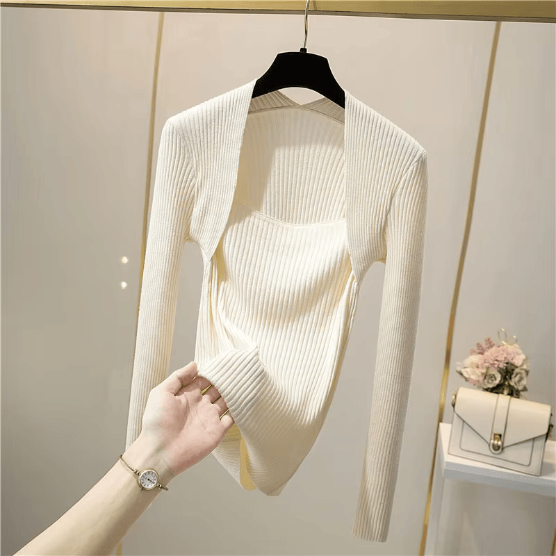 Valenzora | Weicher, warmer Strickpullover mit eckigem Kragen