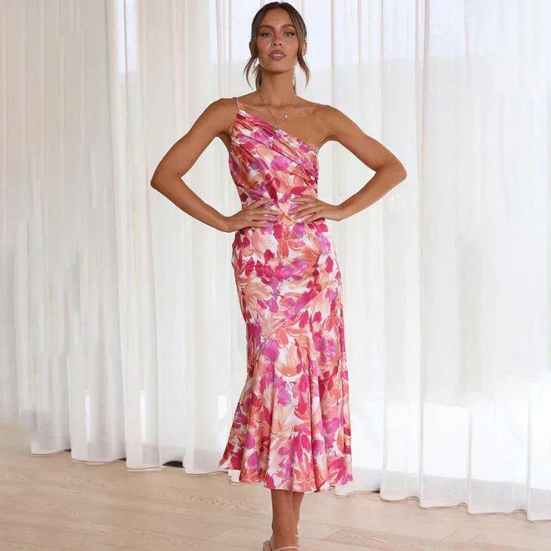 Knielanges Kleid mit Blumenmuster