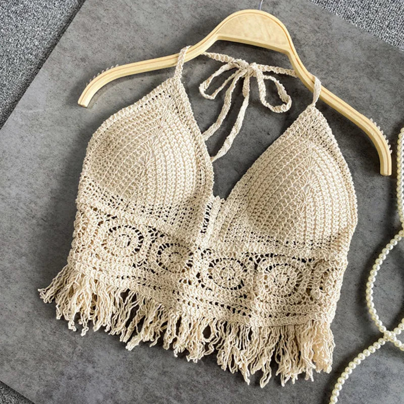 Valenzora | Crochet Boho Style Bikini Bra with Tassel