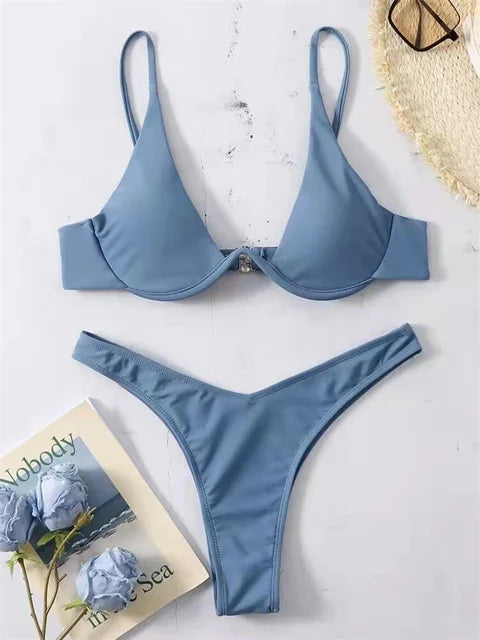 Valenzora – Bügel-Bikini-Set: Push-up-BH und Tanga-Bademode für Damen