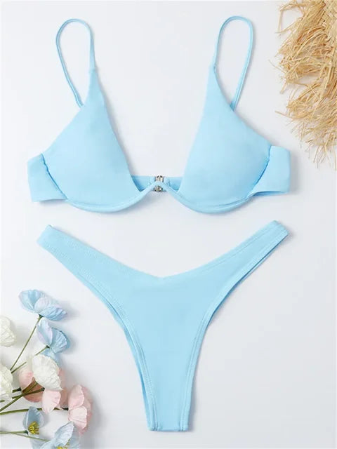 Valenzora – Bügel-Bikini-Set: Push-up-BH und Tanga-Bademode für Damen