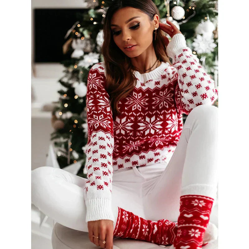 Valenzora - Ugly Christmas sweater - Knitted sweater with snowflake pattern