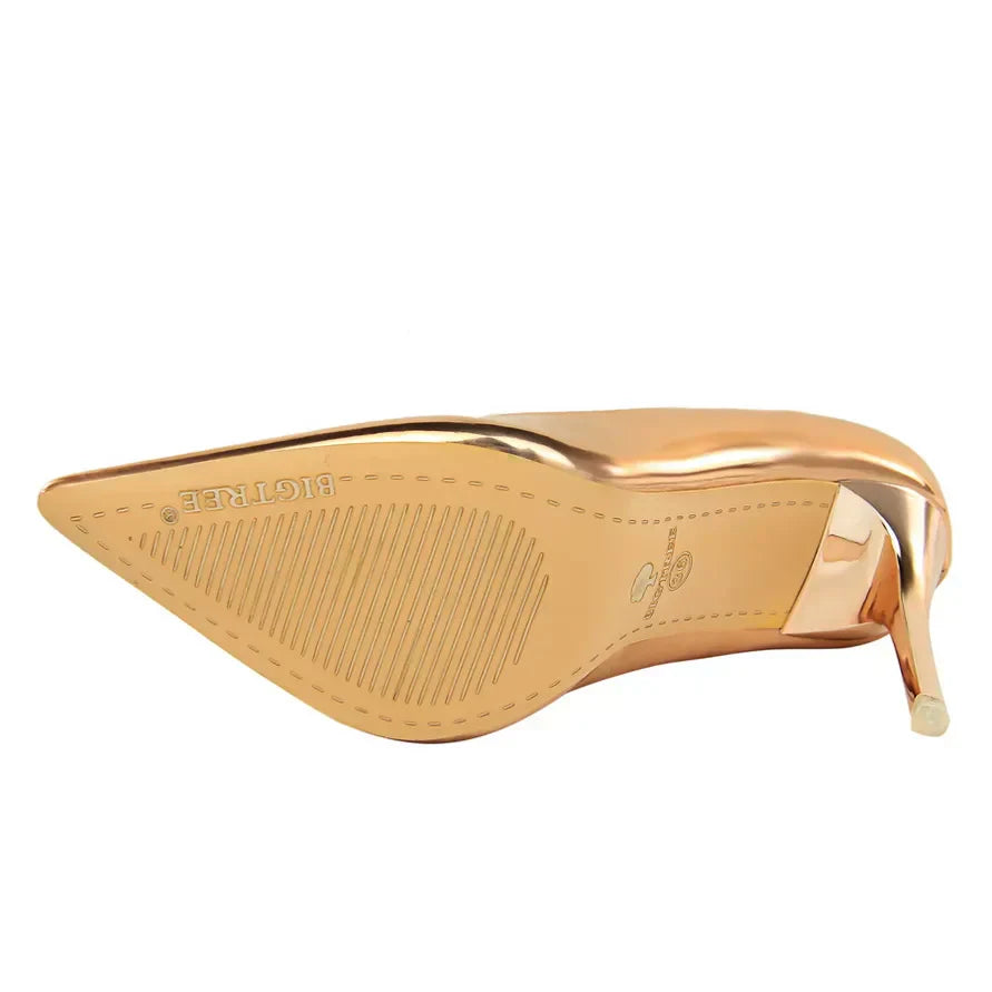 Valenzora | Metallic Heels with Pointed Toe