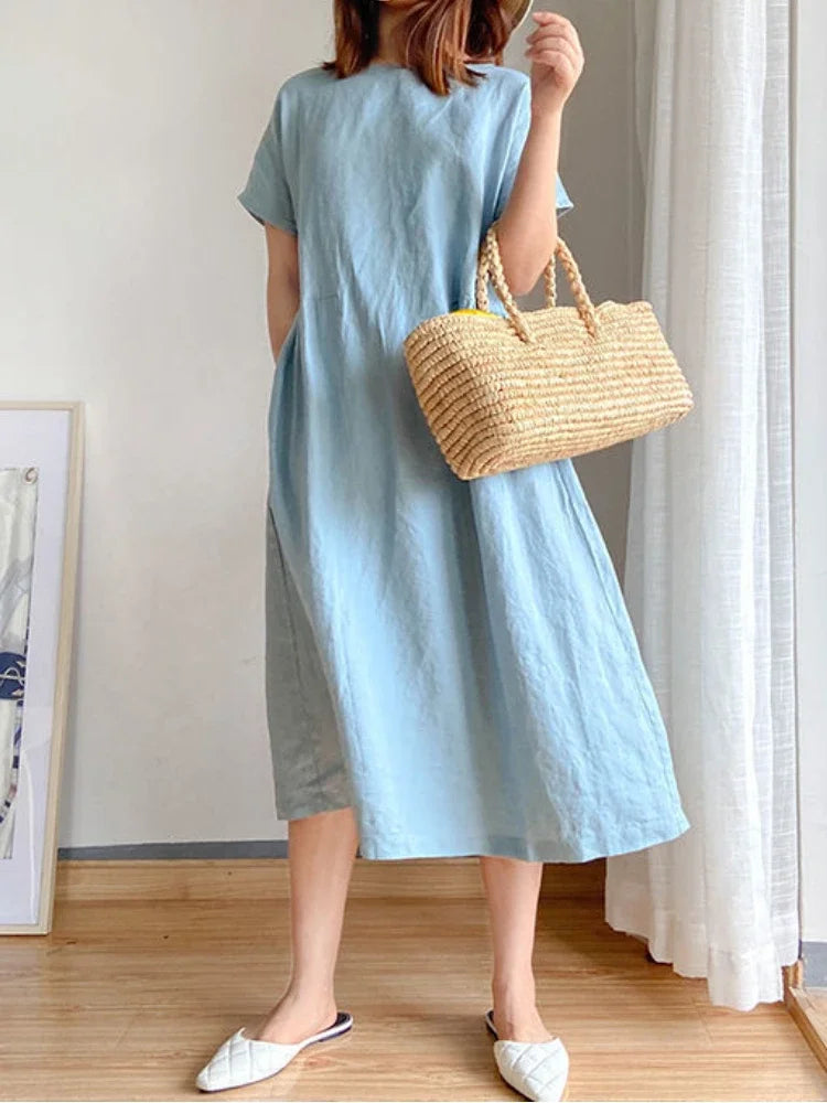 Valenzora | Solid Color Midi Dress Made of
