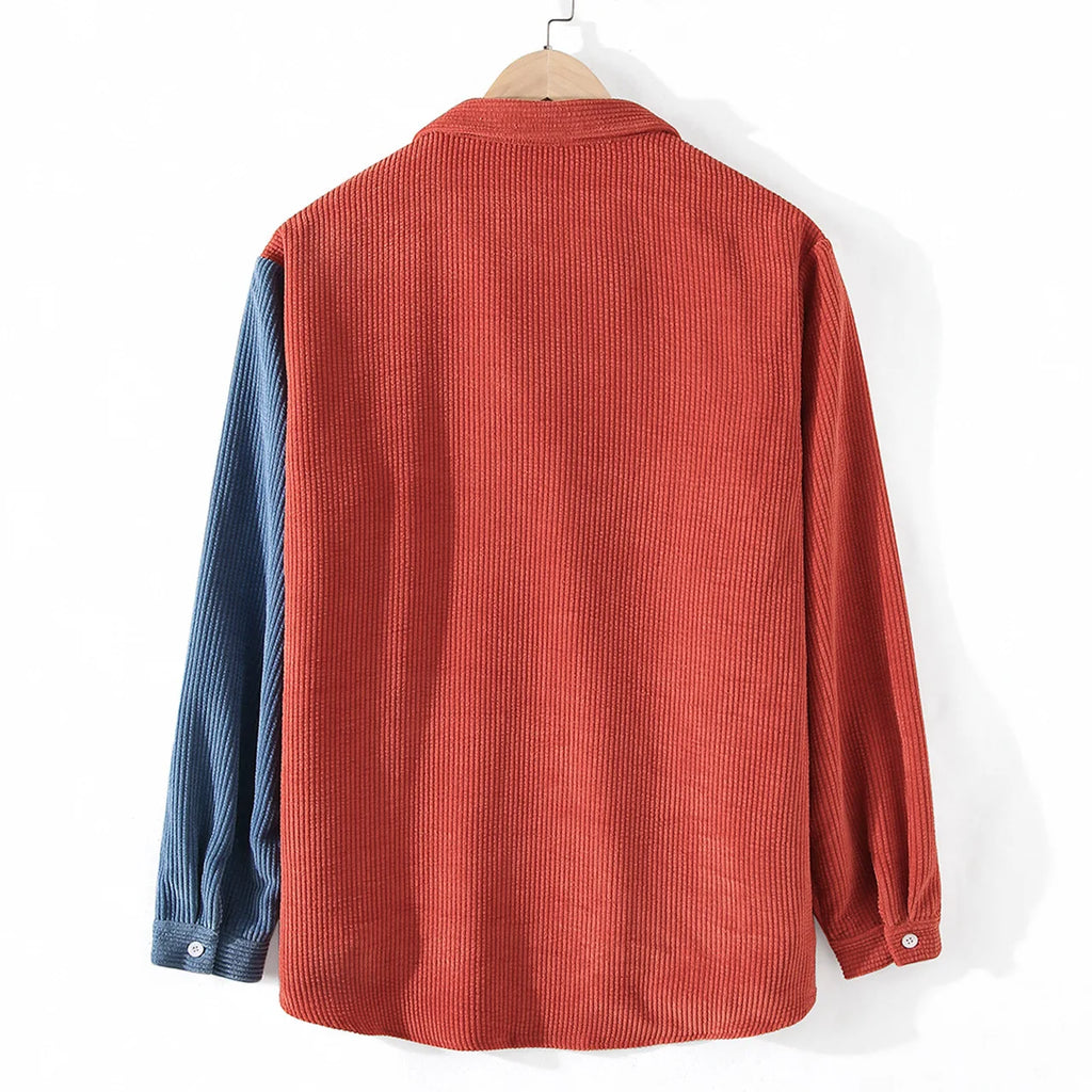 Valenzora | Two-tone corduroy shirt with contrast pocket